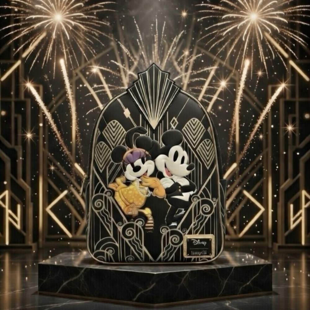 Loungefly CosmicSpot Megacon Great Gatsby Mickey & Minnie Mouse LE Mini Backpack